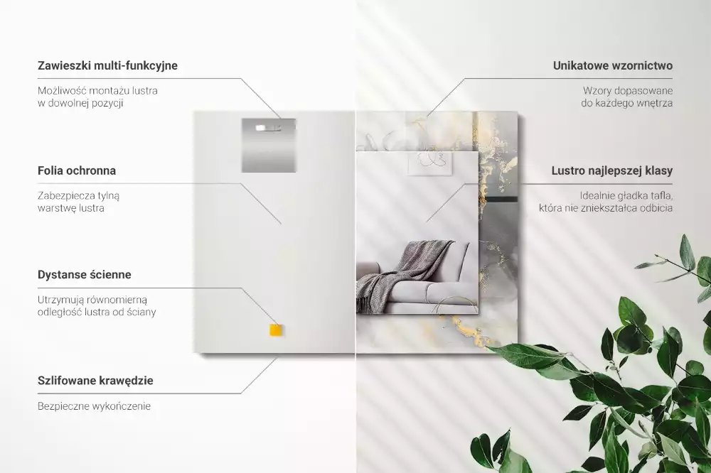 Obdélníkové dekorační zrcadlo na zeď moderní abstraktní umění