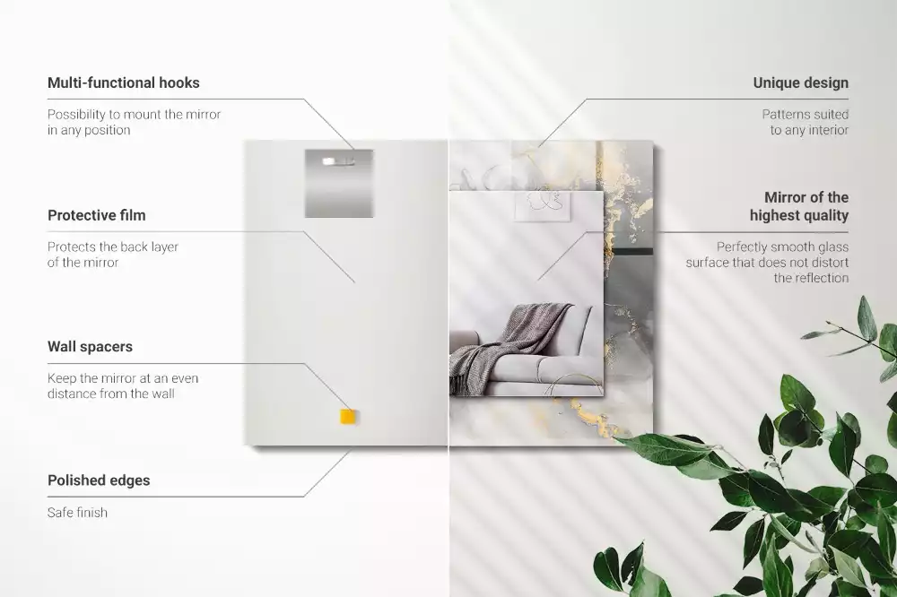 Obdélníkové dekorační zrcadlo na zeď moderní abstraktní umění