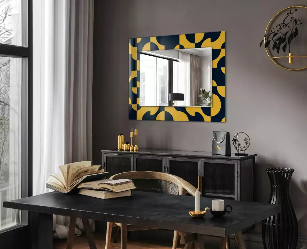 Obdélníkové dekorační zrcadlo na zeď abstraktní geometrický vzor