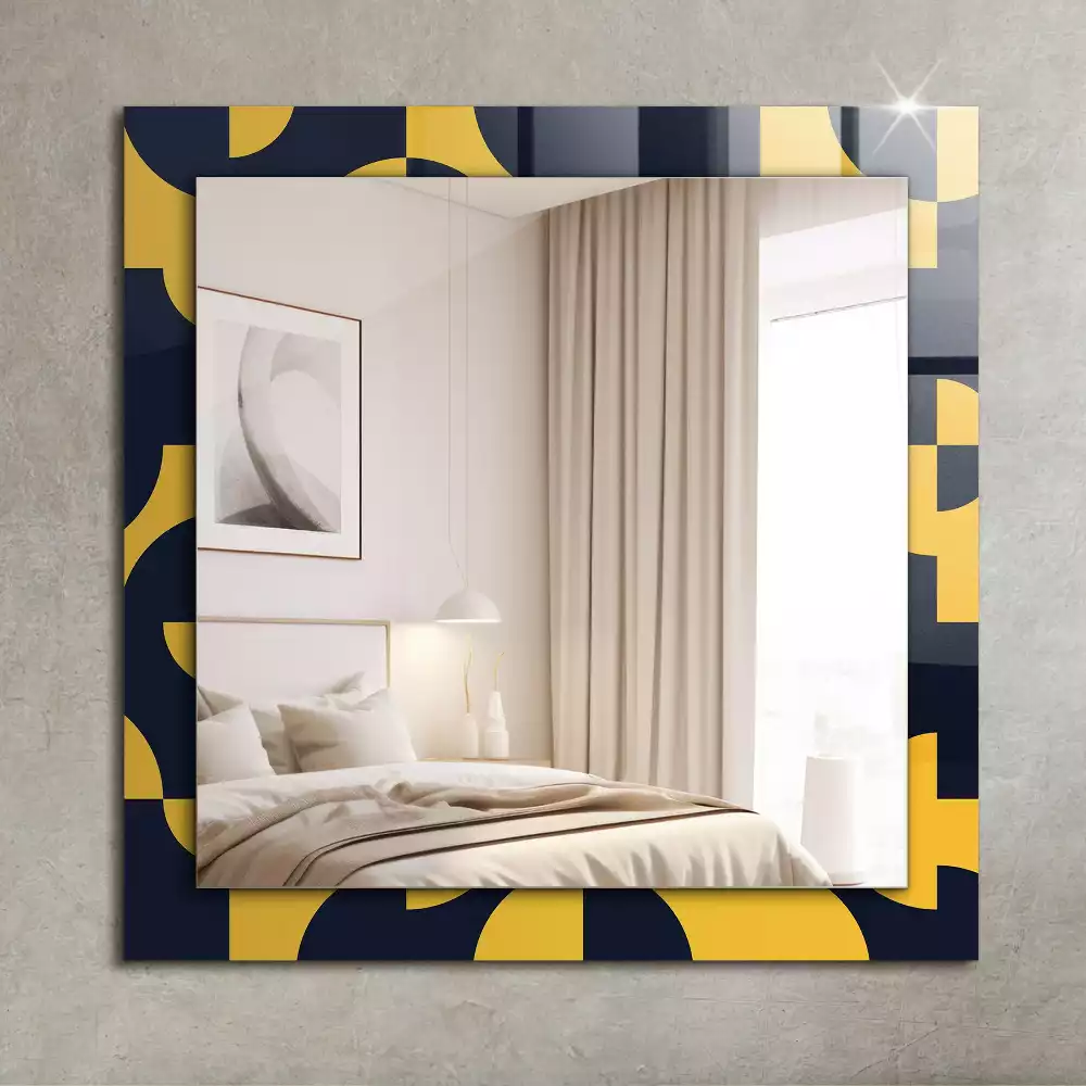 Obdélníkové dekorační zrcadlo na zeď abstraktní geometrický vzor