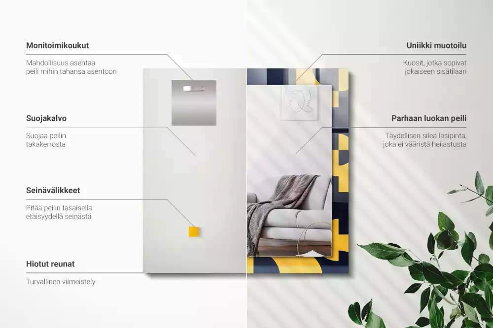 Obdélníkové dekorační zrcadlo na zeď abstraktní geometrický vzor