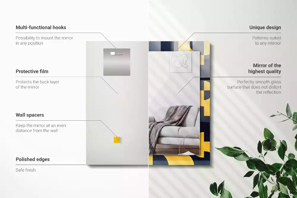 Obdélníkové dekorační zrcadlo na zeď abstraktní geometrický vzor