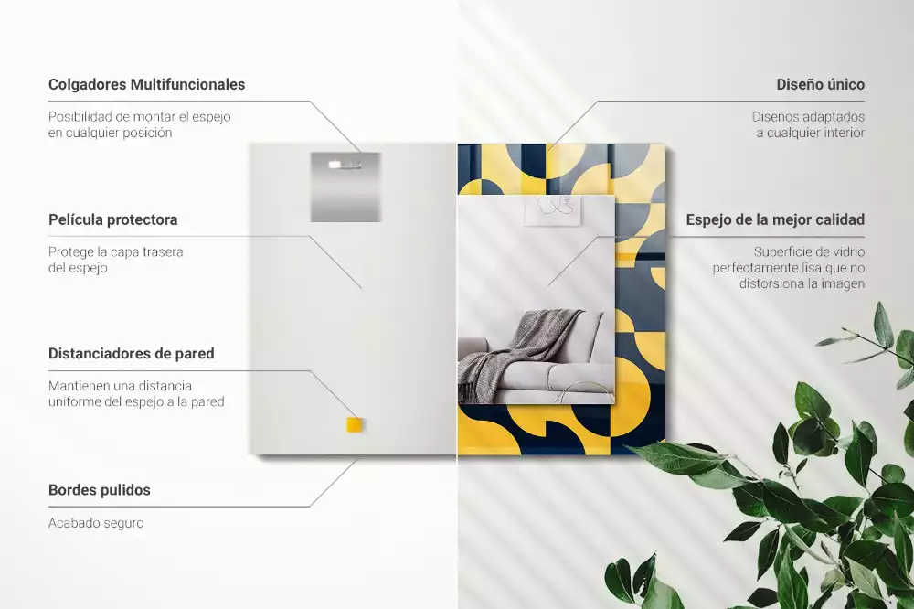 Obdélníkové dekorační zrcadlo na zeď abstraktní geometrický vzor