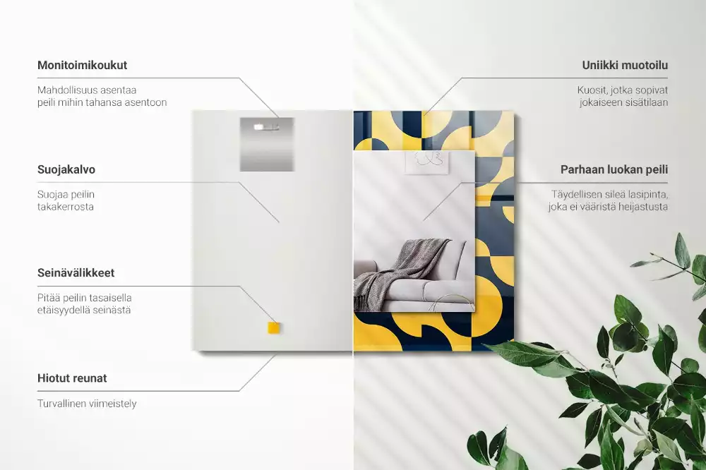 Obdélníkové dekorační zrcadlo na zeď abstraktní geometrický vzor