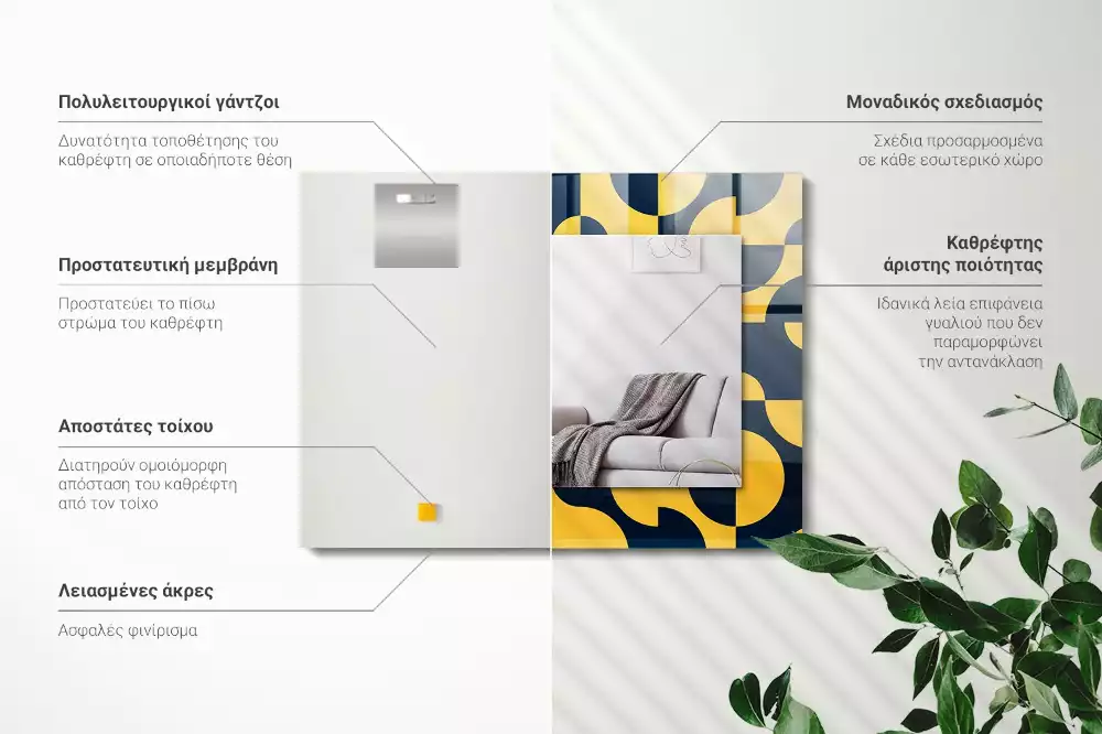 Obdélníkové dekorační zrcadlo na zeď abstraktní geometrický vzor