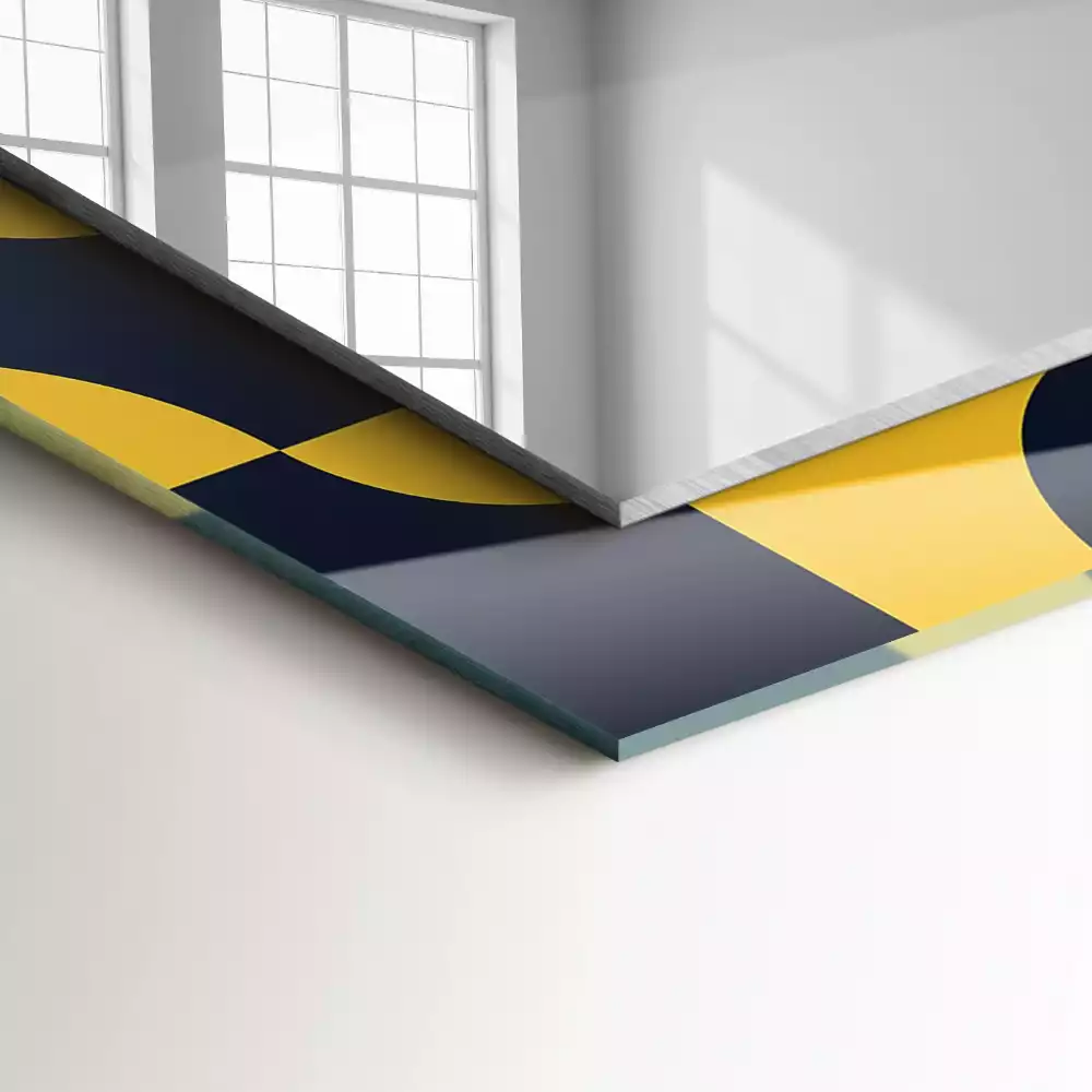 Obdélníkové dekorační zrcadlo na zeď abstraktní geometrický vzor