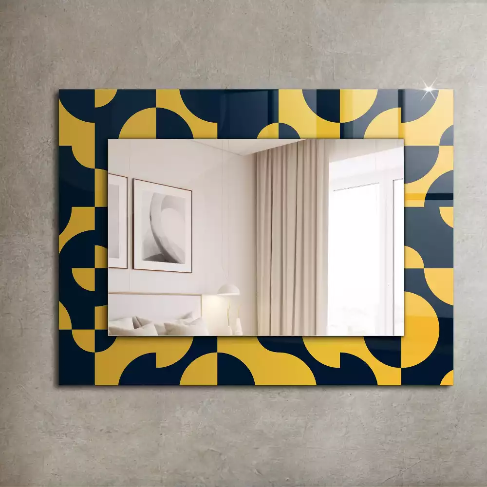 Obdélníkové dekorační zrcadlo na zeď abstraktní geometrický vzor