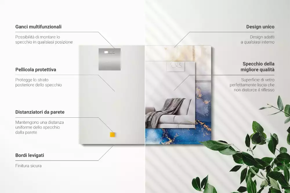 Obdélníkové zrcadlo s dekorem výtvarné abstraktní umění