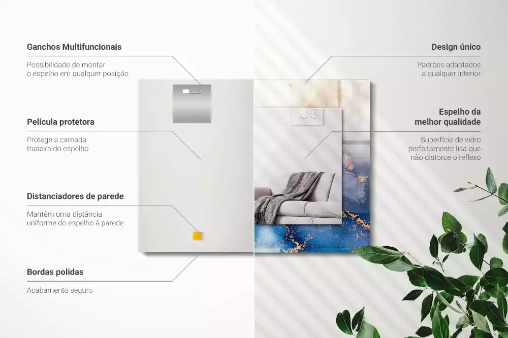 Obdélníkové zrcadlo s dekorem výtvarné abstraktní umění