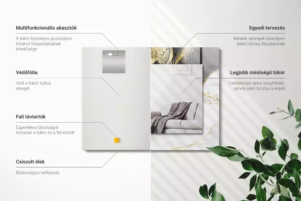Obdélníkové dekorační zrcadlo na zeď zlaté abstraktní umění