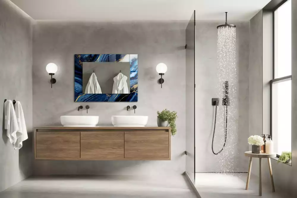 Obdélníkové zrcadlo s dekorem mramorové abstraktní umění