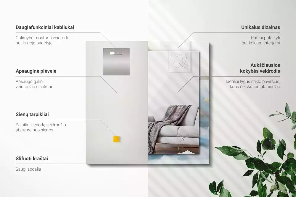 Obdélníkové dekorační zrcadlo na zeď hory v mlze