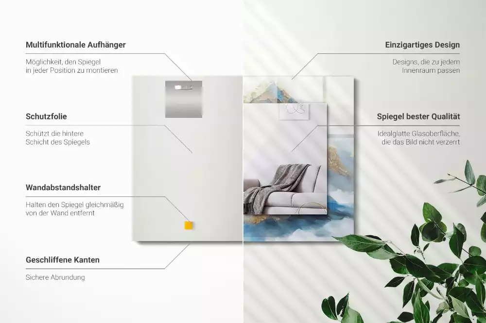 Obdélníkové dekorační zrcadlo na zeď hory v mlze