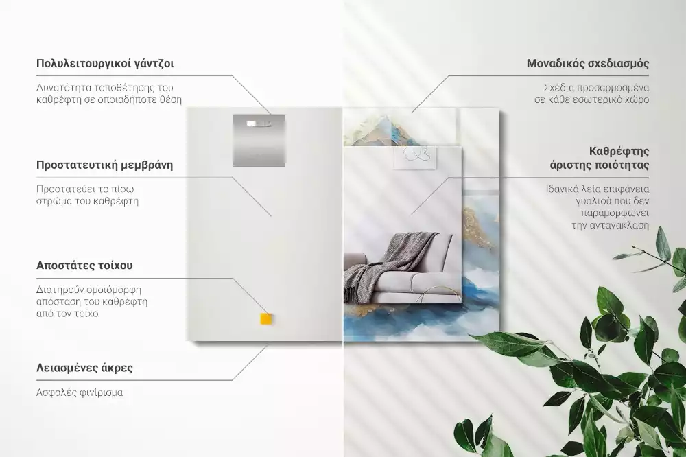 Obdélníkové dekorační zrcadlo na zeď hory v mlze