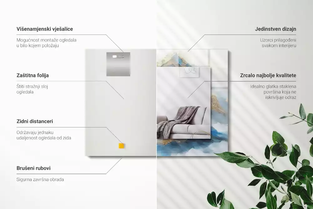 Obdélníkové dekorační zrcadlo na zeď hory v mlze