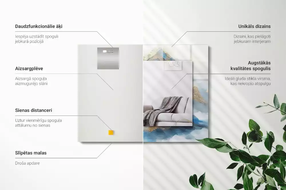 Obdélníkové dekorační zrcadlo na zeď hory v mlze