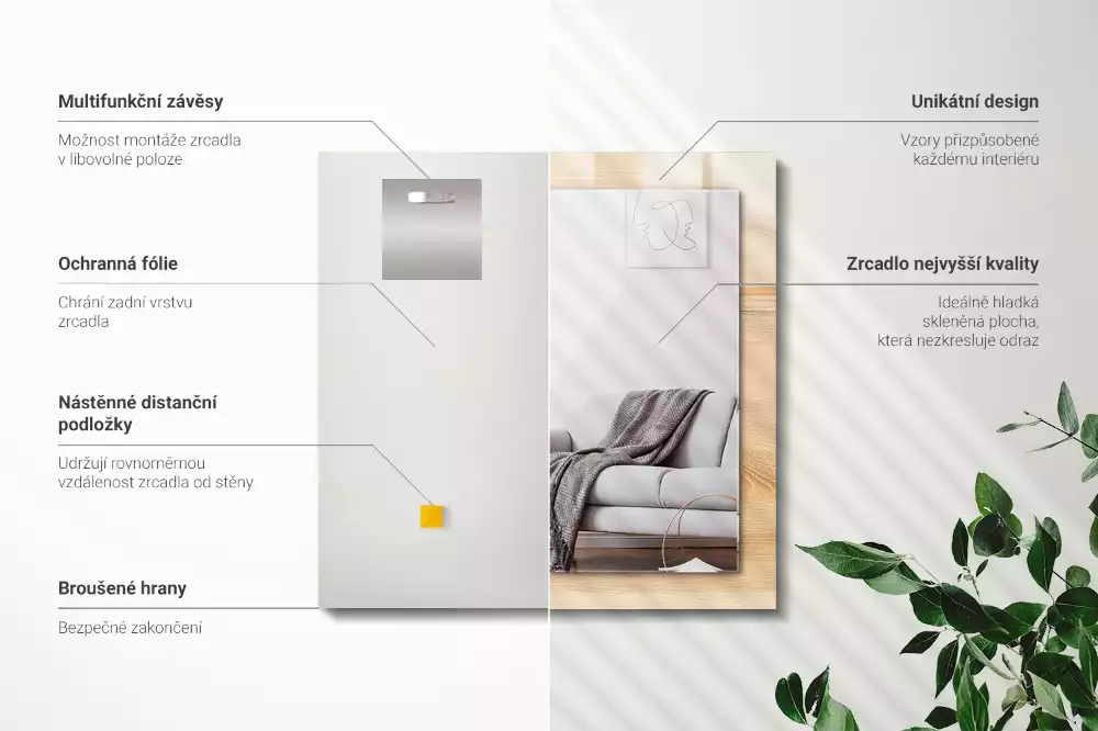 Obdélníkové dekorační zrcadlo na zeď struktura dřevěného prkna