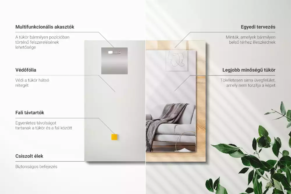 Obdélníkové dekorační zrcadlo na zeď struktura dřevěného prkna
