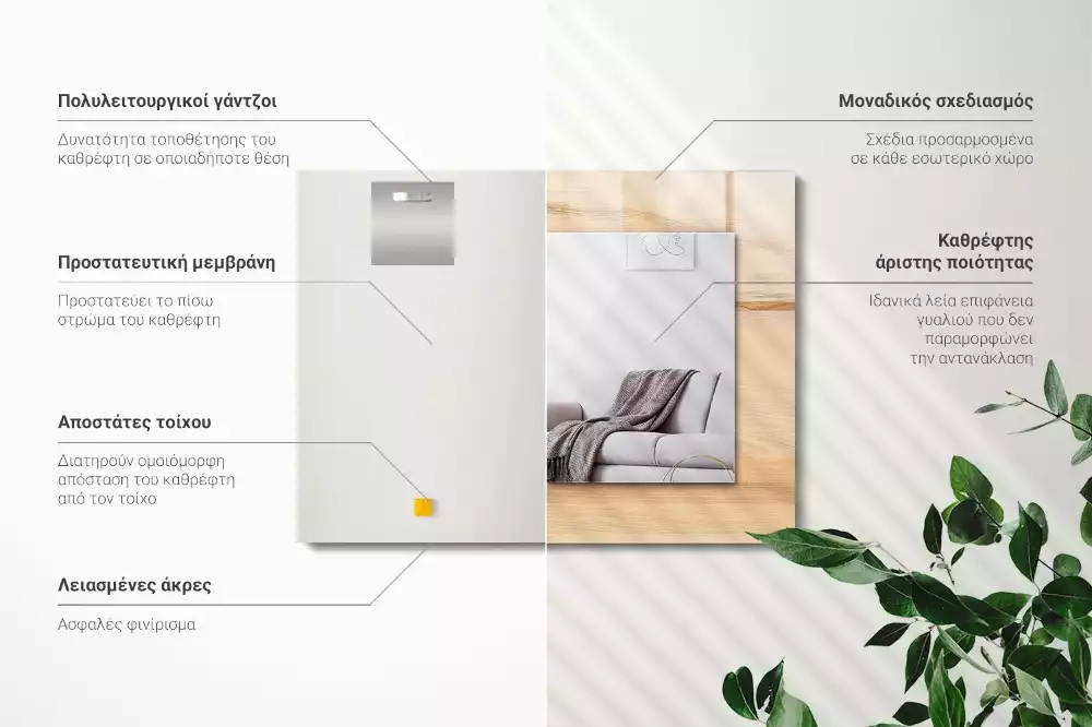 Obdélníkové dekorační zrcadlo na zeď struktura dřevěného prkna