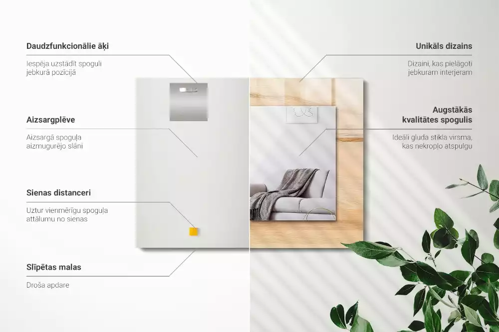 Obdélníkové dekorační zrcadlo na zeď struktura dřevěného prkna