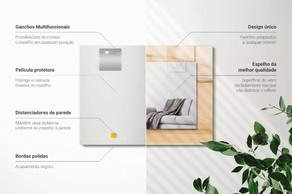 Obdélníkové dekorační zrcadlo na zeď struktura dřevěného prkna