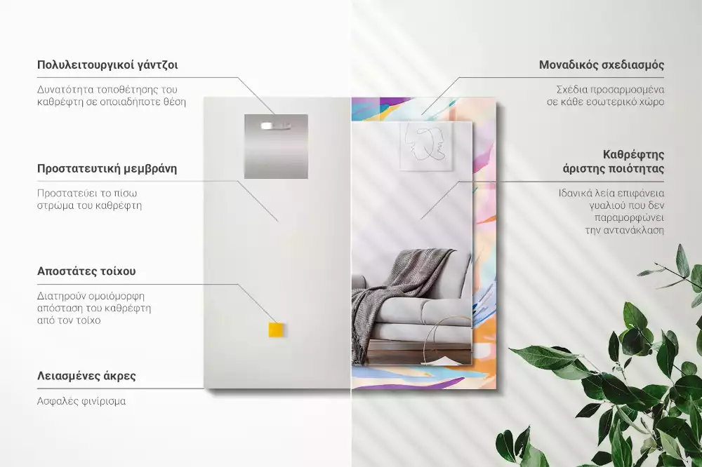 Obdélníkové dekorační zrcadlo na zeď abstraktní barevné tahy
