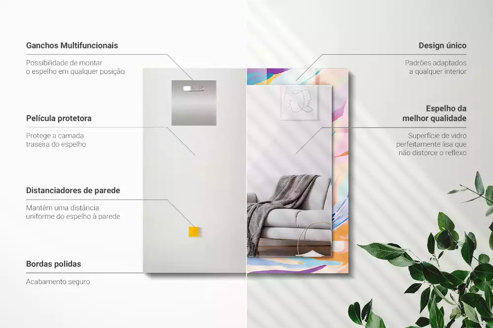 Obdélníkové dekorační zrcadlo na zeď abstraktní barevné tahy
