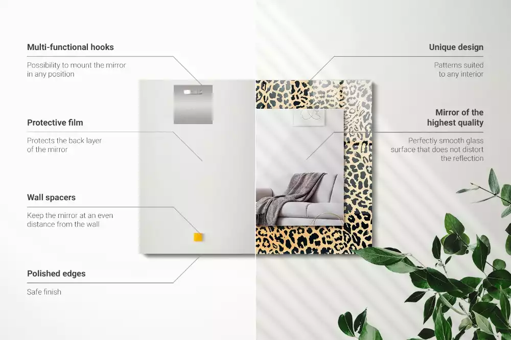 Obdélníkové zrcadlo s dekorem leopardí skvrny