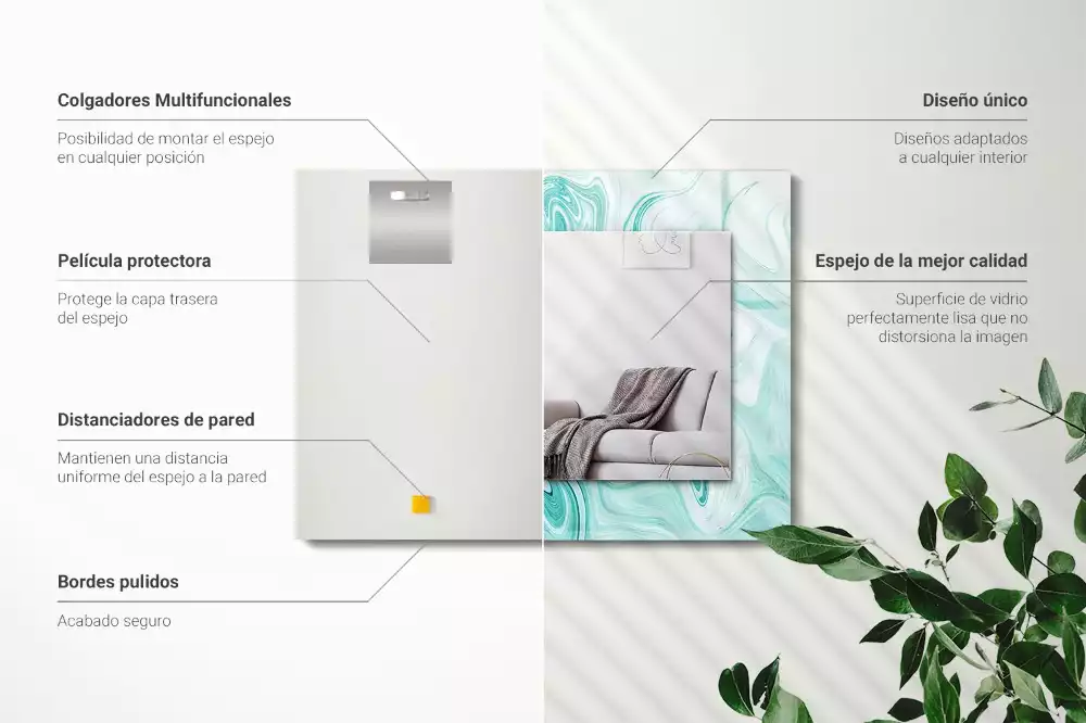Obdélníkové dekorační zrcadlo na zeď abstraktní mramorový vzor