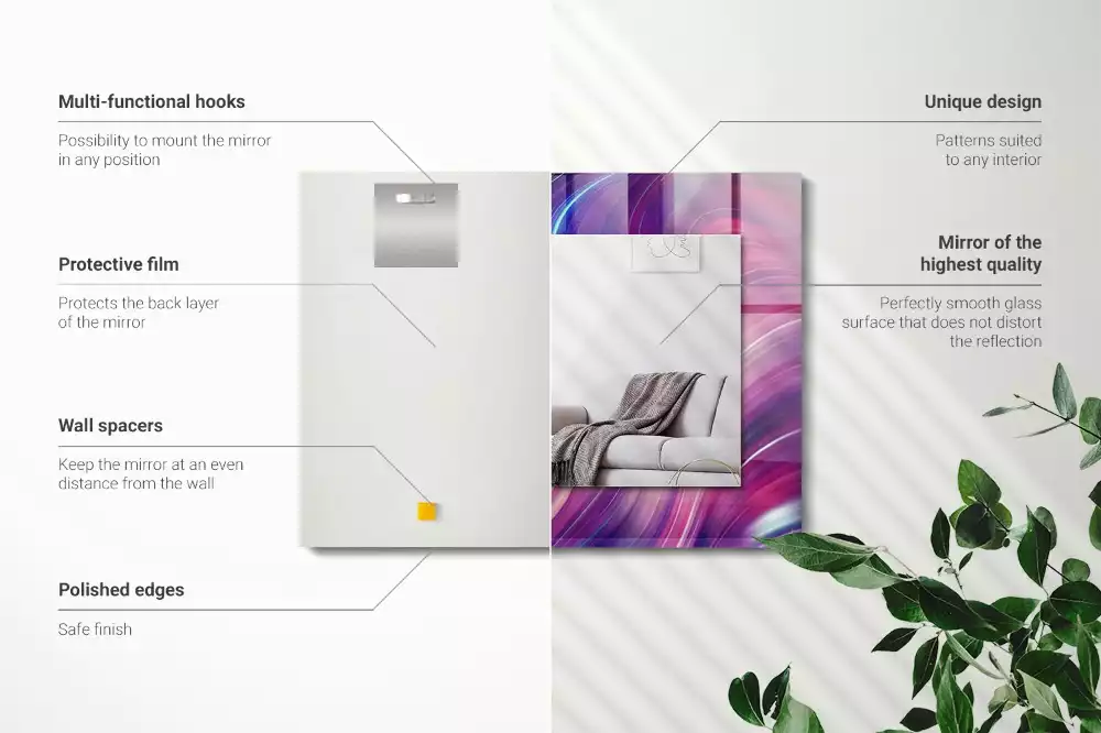 Obdélníkové zrcadlo s dekorem abstraktní barevné vlny