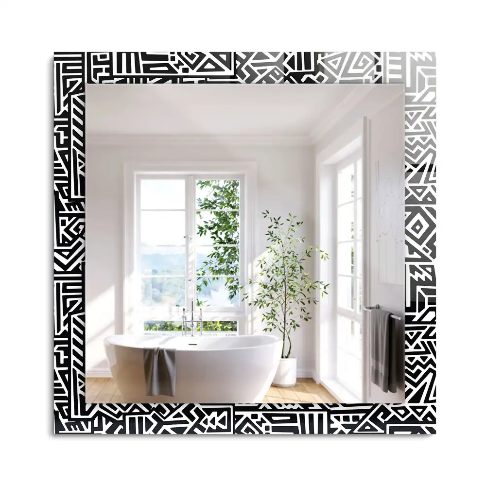 Obdélníkové dekorační zrcadlo na zeď geometrický vzor