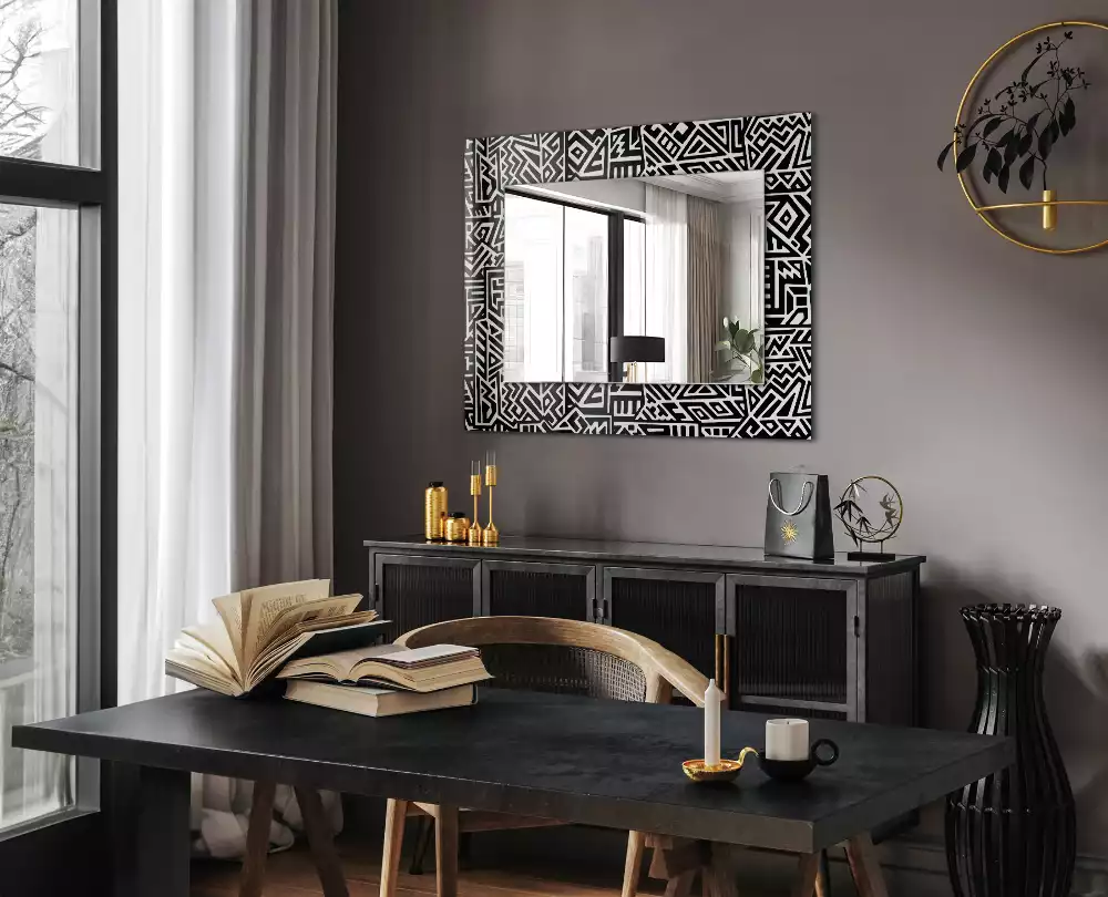 Obdélníkové dekorační zrcadlo na zeď geometrický vzor