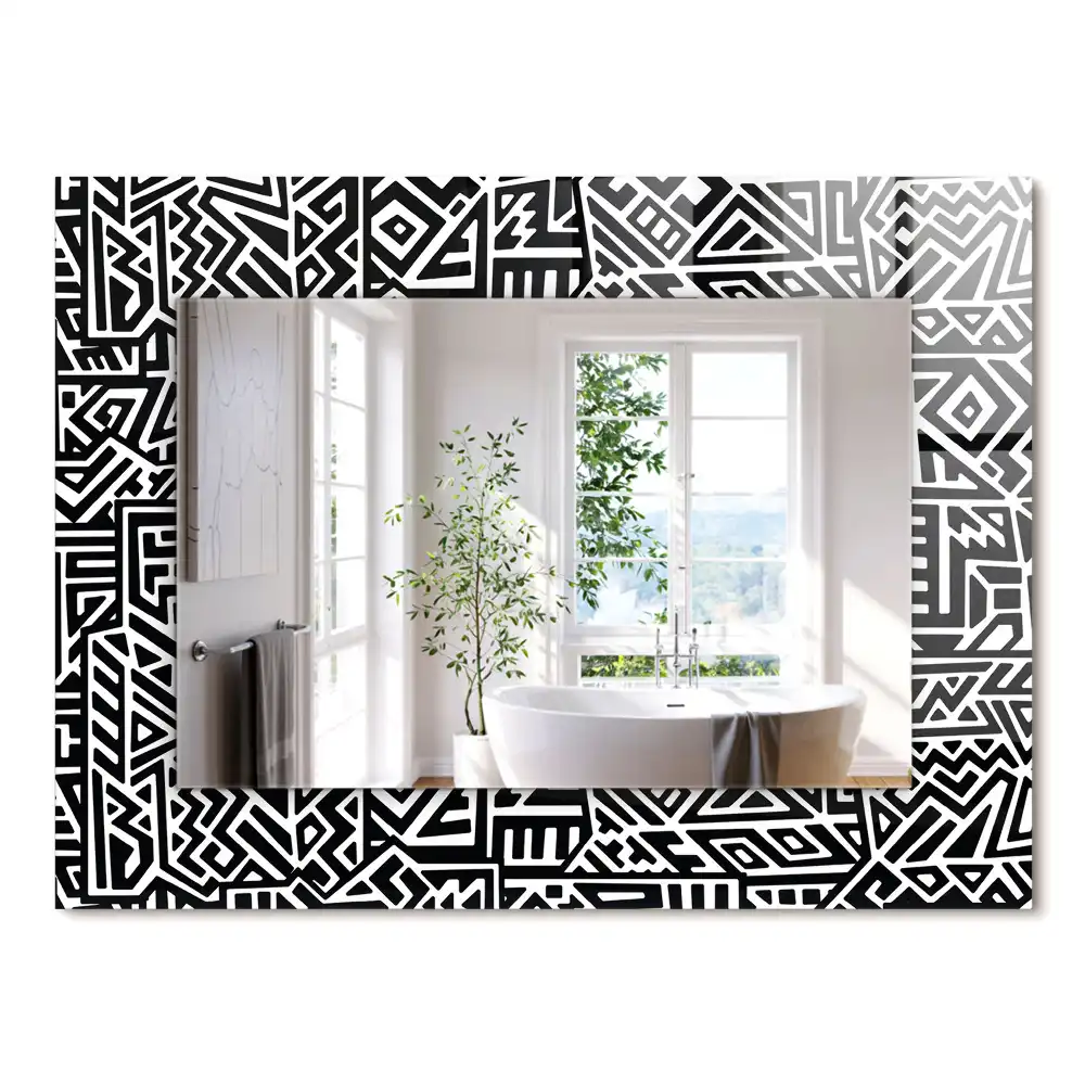 Obdélníkové dekorační zrcadlo na zeď geometrický vzor