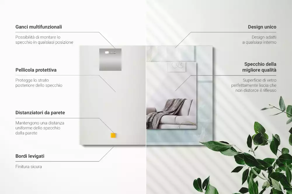Obdélníkové zrcadlo rám s potiskem světle modrý onyxový mramor