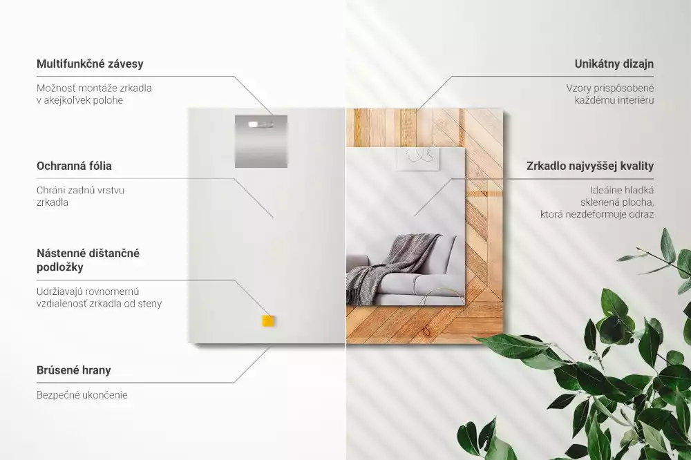 Obdélníkové zrcadlo s dekorem dřevěné parkety