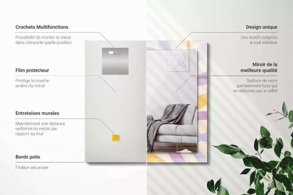 Obdélníkové zrcadlo s dekorem abstraktní barevné vzory