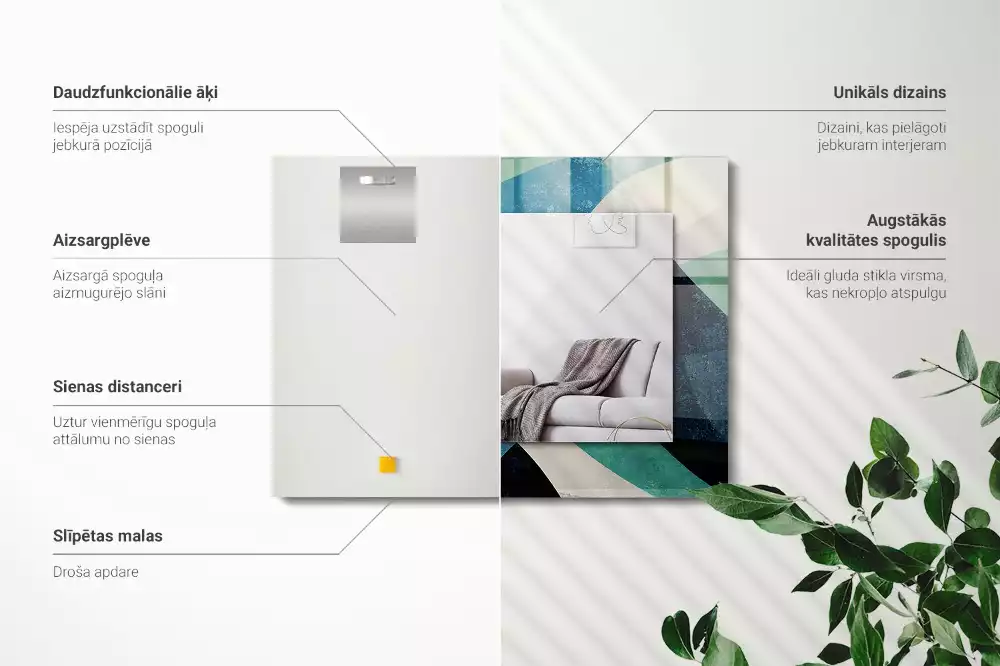 Obdélníkové zrcadlo rám s potiskem abstraktní barevné vzory