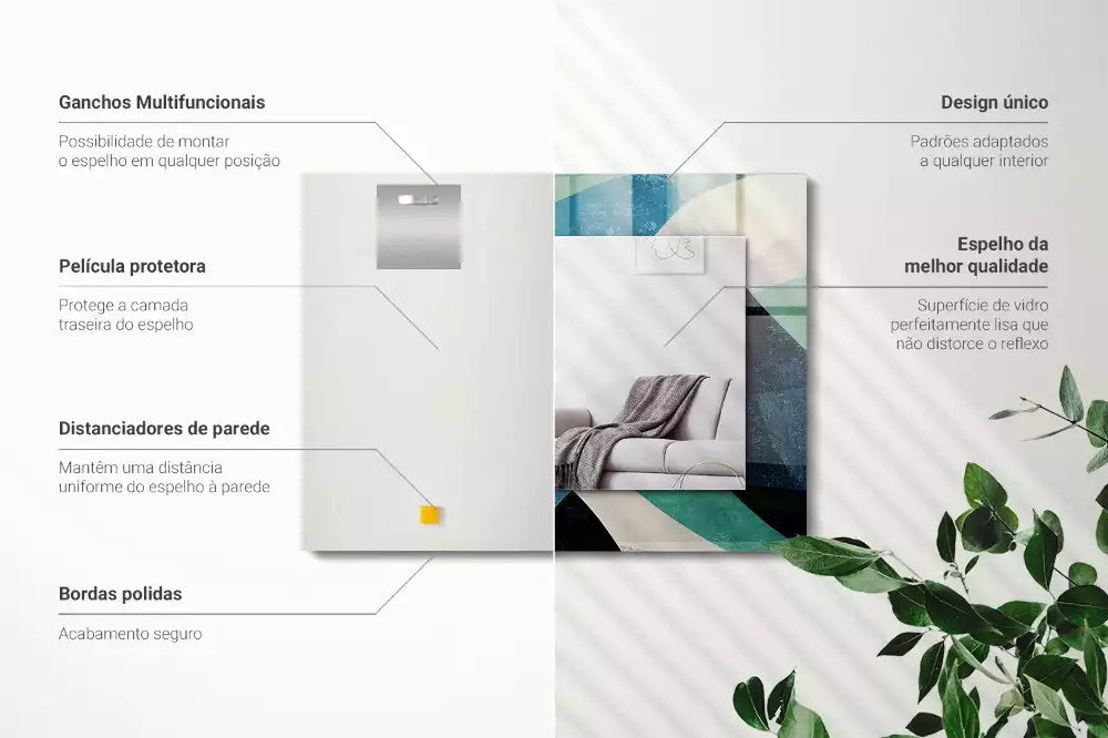 Obdélníkové zrcadlo rám s potiskem abstraktní barevné vzory