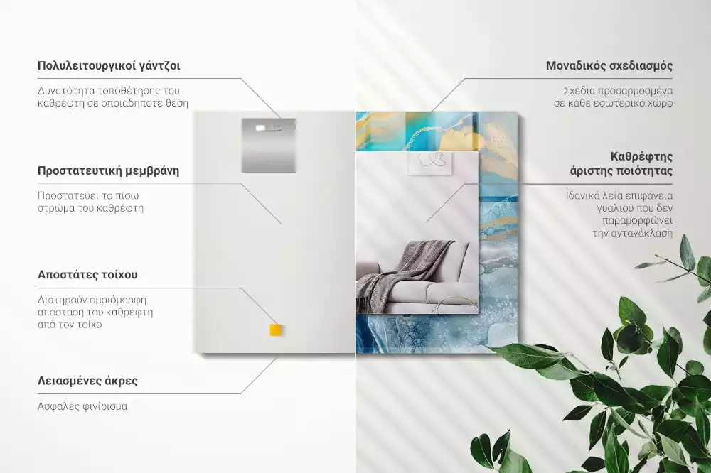 Obdélníkové zrcadlo rám s potiskem abstraktní živicový mramor