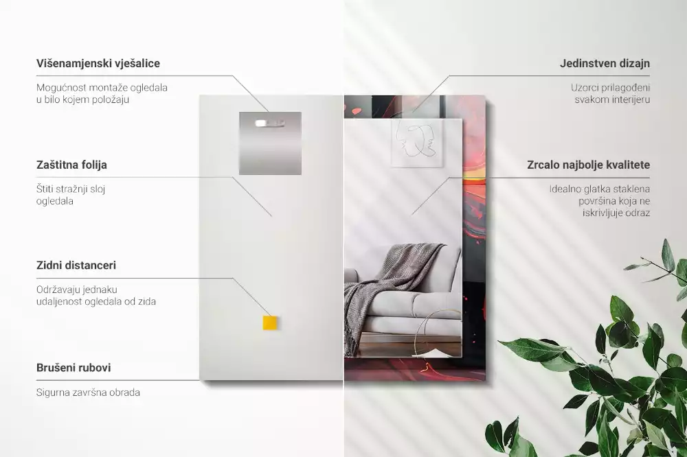 Obdélníkové zrcadlo rám s potiskem lávová abstrakce