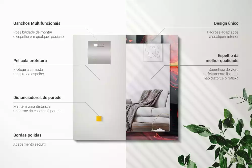 Obdélníkové zrcadlo rám s potiskem lávová abstrakce