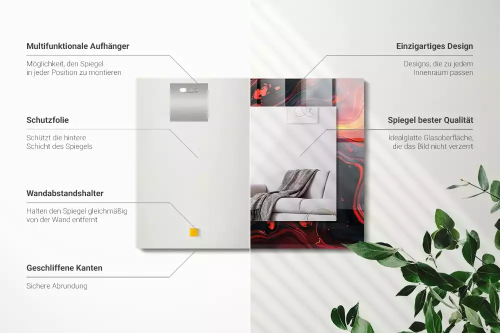 Obdélníkové zrcadlo rám s potiskem lávová abstrakce