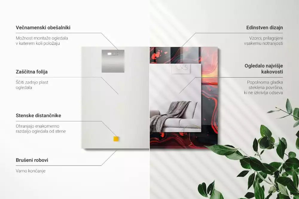 Obdélníkové zrcadlo rám s potiskem lávová abstrakce
