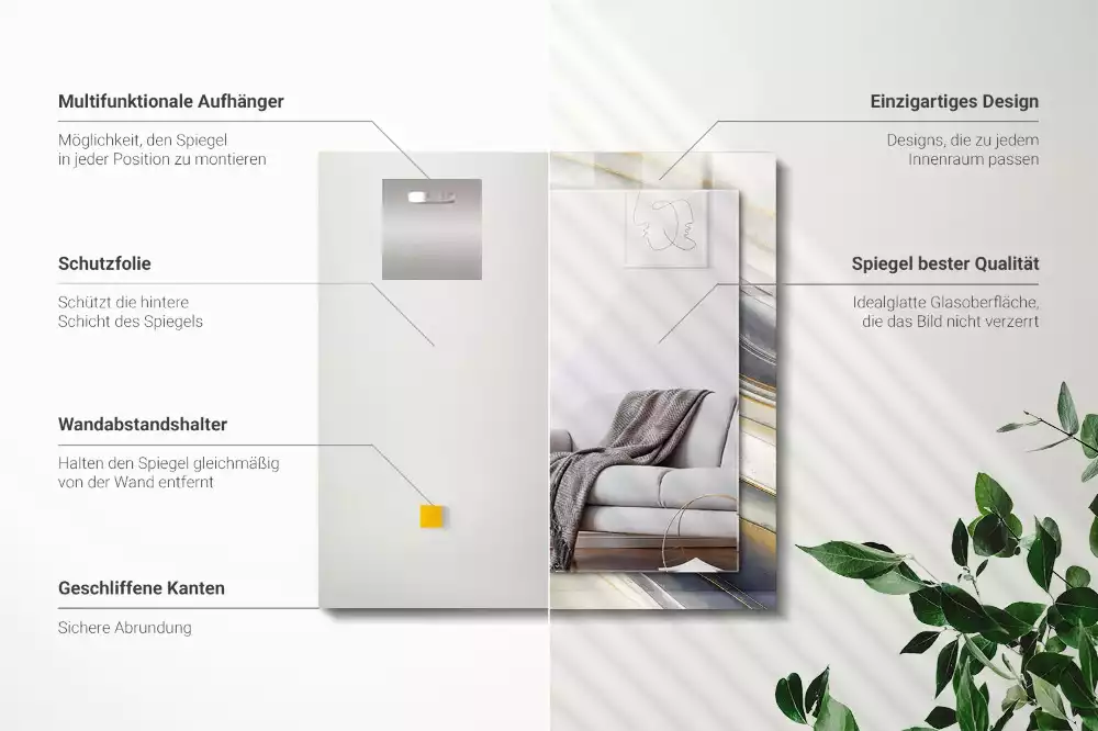 Obdélníkové zrcadlo s dekorem abstraktní barevné vlny
