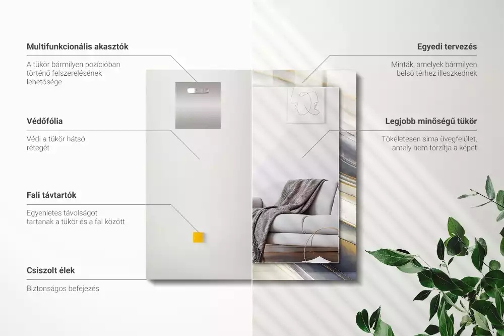 Obdélníkové zrcadlo s dekorem abstraktní barevné vlny