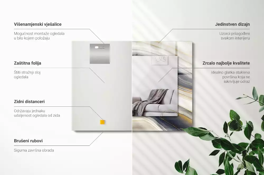 Obdélníkové zrcadlo s dekorem abstraktní barevné vlny