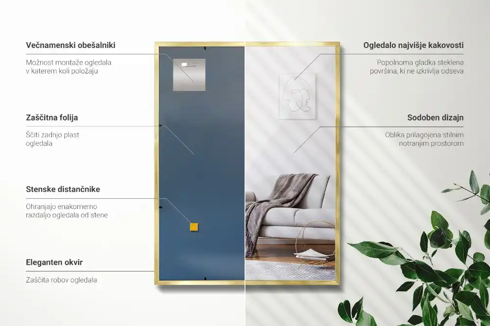 Nástěnné dekorativní zrcadlo se zlatým rámem