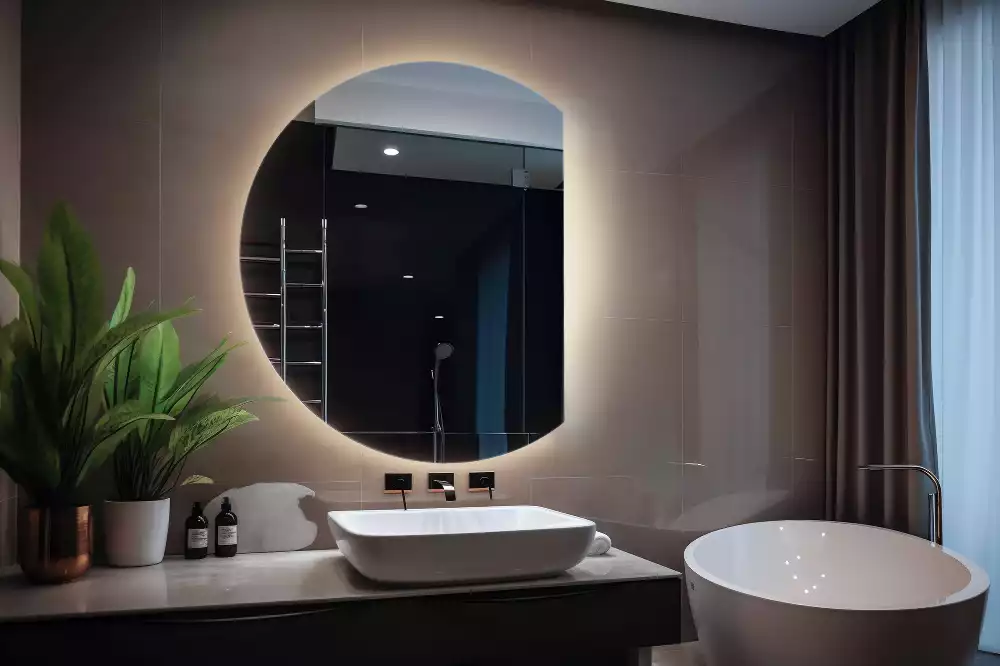 Kruhové zkrácené zrcadlo s moderním LED podsvícením