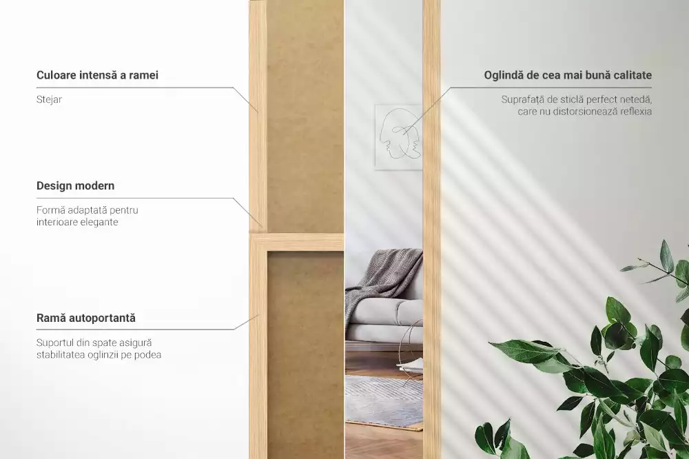 Velké stojací zrcadlo s modernním dubovým akcentem