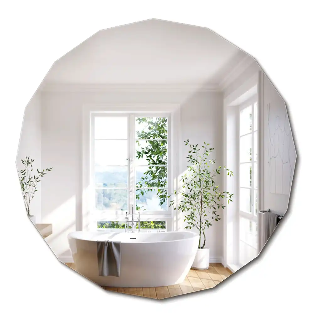 Polygonální zrcadlo moderního designu jako dekorace na zeď